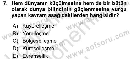Uluslararası Politika 2 Dersi 2015 - 2016 Yılı (Final) Dönem Sonu Sınav Soruları 7. Soru
