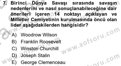 Uluslararası Politika 2 Dersi 2016 - 2017 Yılı (Vize) Ara Sınav Soruları 7. Soru