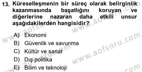 Uluslararası Politika 2 Dersi 2016 - 2017 Yılı (Final) Dönem Sonu Sınav Soruları 13. Soru