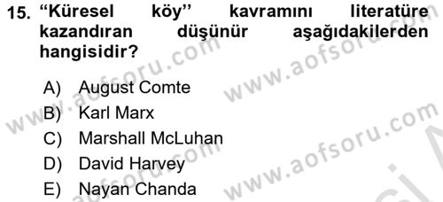 Uluslararası Politika 2 Dersi 2016 - 2017 Yılı (Final) Dönem Sonu Sınav Soruları 15. Soru