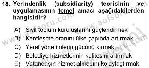 Uluslararası Politika 2 Dersi 2016 - 2017 Yılı (Final) Dönem Sonu Sınav Soruları 18. Soru