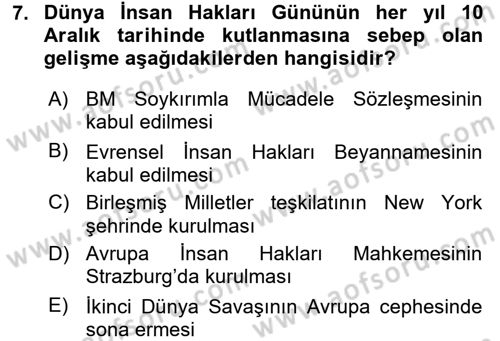 Uluslararası Politika 2 Dersi 2016 - 2017 Yılı (Final) Dönem Sonu Sınav Soruları 7. Soru