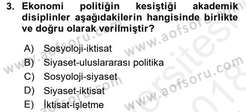 Uluslararası Politika 2 Dersi 2017 - 2018 Yılı (Final) Dönem Sonu Sınav Soruları 3. Soru