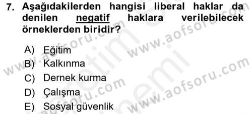 Uluslararası Politika 2 Dersi 2017 - 2018 Yılı (Final) Dönem Sonu Sınav Soruları 7. Soru