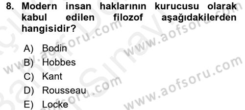 Uluslararası Politika 2 Dersi 2017 - 2018 Yılı (Final) Dönem Sonu Sınav Soruları 8. Soru