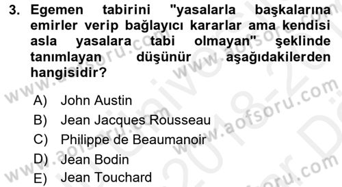 Uluslararası Politika 2 Dersi 2018 - 2019 Yılı (Vize) Ara Sınav Soruları 3. Soru