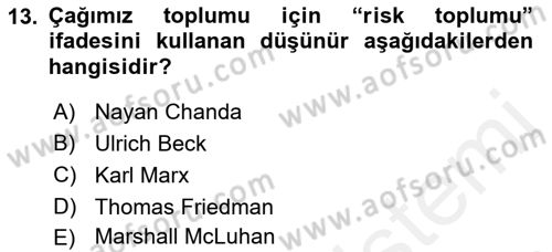Uluslararası Politika 2 Dersi 2018 - 2019 Yılı (Final) Dönem Sonu Sınav Soruları 13. Soru