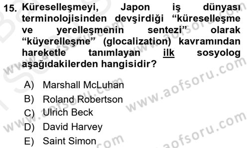 Uluslararası Politika 2 Dersi 2018 - 2019 Yılı (Final) Dönem Sonu Sınav Soruları 15. Soru