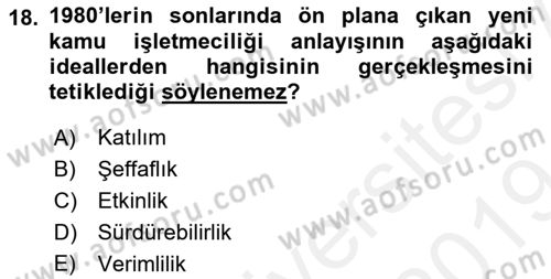 Uluslararası Politika 2 Dersi 2018 - 2019 Yılı (Final) Dönem Sonu Sınav Soruları 18. Soru