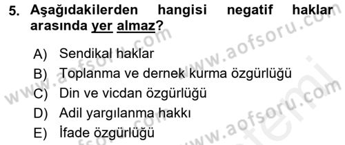 Uluslararası Politika 2 Dersi 2018 - 2019 Yılı (Final) Dönem Sonu Sınav Soruları 5. Soru