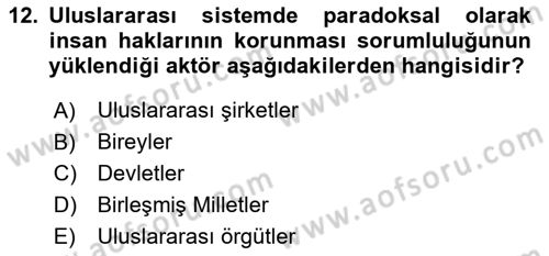 Uluslararası Politika 2 Dersi 2018 - 2019 Yılı Yaz Okulu Sınav Soruları 12. Soru