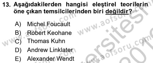 Uluslararası Politika 2 Dersi 2018 - 2019 Yılı Yaz Okulu Sınav Soruları 13. Soru