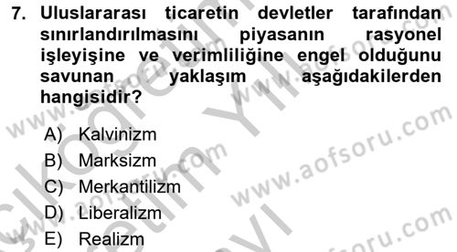 Uluslararası Politika 2 Dersi 2018 - 2019 Yılı Yaz Okulu Sınav Soruları 7. Soru