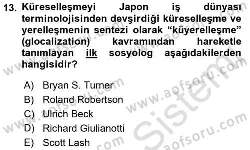 Uluslararası Politika 2 Dersi 2021 - 2022 Yılı (Final) Dönem Sonu Sınav Soruları 13. Soru