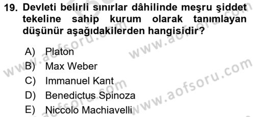 Uluslararası Politika 2 Dersi 2021 - 2022 Yılı (Final) Dönem Sonu Sınav Soruları 19. Soru