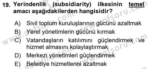 Uluslararası Politika 2 Dersi 2023 - 2024 Yılı (Final) Dönem Sonu Sınav Soruları 19. Soru