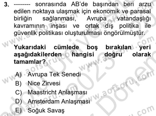 Uluslararası Politika 2 Dersi 2023 - 2024 Yılı (Final) Dönem Sonu Sınav Soruları 3. Soru