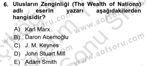 Uluslararası Politika 2 Dersi 2023 - 2024 Yılı (Final) Dönem Sonu Sınav Soruları 6. Soru