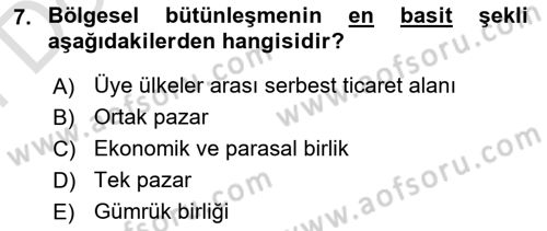 Uluslararası Politika 2 Dersi 2023 - 2024 Yılı (Final) Dönem Sonu Sınav Soruları 7. Soru