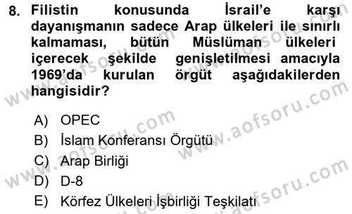 Uluslararası Politika 2 Dersi 2023 - 2024 Yılı (Final) Dönem Sonu Sınav Soruları 8. Soru