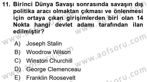 Uluslararası Politika 2 Dersi 2024 - 2025 Yılı (Vize) Ara Sınav Soruları 11. Soru