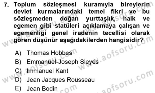 Uluslararası Politika 2 Dersi 2024 - 2025 Yılı (Vize) Ara Sınav Soruları 7. Soru