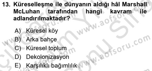 Uluslararası Politika 2 Dersi 2024 - 2025 Yılı (Final) Dönem Sonu Sınav Soruları 13. Soru