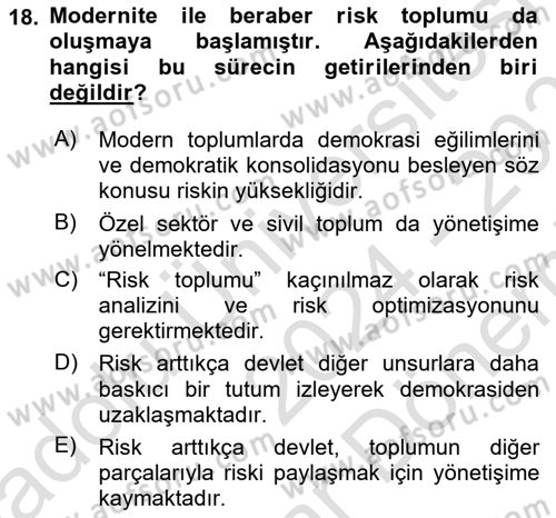 Uluslararası Politika 2 Dersi 2024 - 2025 Yılı (Final) Dönem Sonu Sınav Soruları 18. Soru