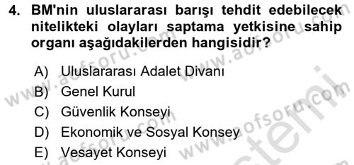 Uluslararası Politika 2 Dersi 2024 - 2025 Yılı (Final) Dönem Sonu Sınav Soruları 4. Soru