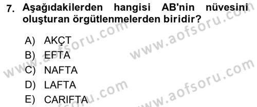 Uluslararası Politika 2 Dersi 2024 - 2025 Yılı (Final) Dönem Sonu Sınav Soruları 7. Soru