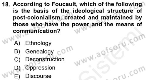 Theories Of International Relations 2 Dersi 2018 - 2019 Yılı (Vize) Ara Sınavı 18. Soru