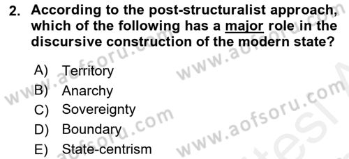 Theories Of International Relations 2 Dersi 2018 - 2019 Yılı (Vize) Ara Sınavı 2. Soru