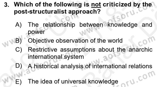 Theories Of International Relations 2 Dersi 2018 - 2019 Yılı (Vize) Ara Sınavı 3. Soru