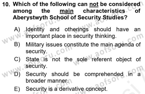 Theories Of International Relations 2 Dersi 2018 - 2019 Yılı (Final) Dönem Sonu Sınav Soruları 10. Soru