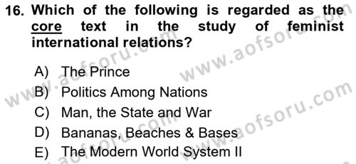 Theories Of International Relations 2 Dersi 2018 - 2019 Yılı (Final) Dönem Sonu Sınav Soruları 16. Soru