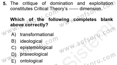 Theories Of International Relations 2 Dersi 2018 - 2019 Yılı (Final) Dönem Sonu Sınav Soruları 5. Soru