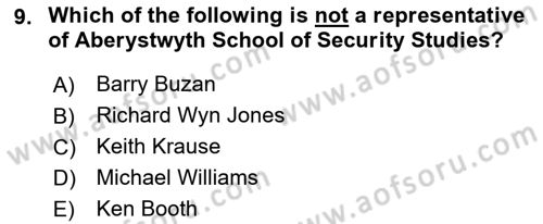 Theories Of International Relations 2 Dersi 2018 - 2019 Yılı (Final) Dönem Sonu Sınav Soruları 9. Soru