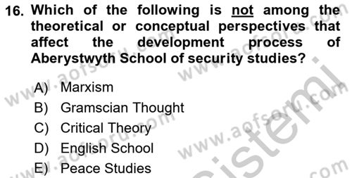 Theories Of International Relations 2 Dersi 2018 - 2019 Yılı Yaz Okulu Sınav Soruları 16. Soru