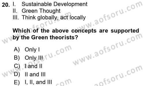 Theories Of International Relations 2 Dersi 2018 - 2019 Yılı Yaz Okulu Sınav Soruları 20. Soru