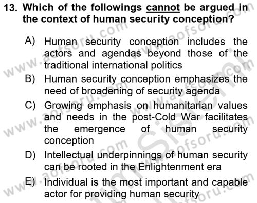 Theories Of International Relations 2 Dersi 2020 - 2021 Yılı Yaz Okulu Sınav Soruları 13. Soru