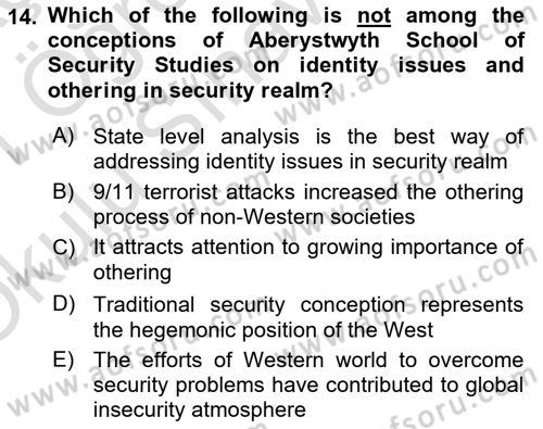 Theories Of International Relations 2 Dersi 2020 - 2021 Yılı Yaz Okulu Sınav Soruları 14. Soru