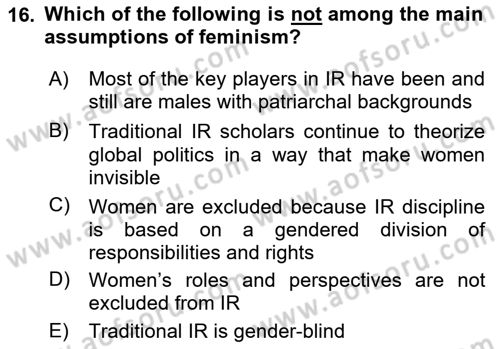 Theories Of International Relations 2 Dersi 2020 - 2021 Yılı Yaz Okulu Sınav Soruları 16. Soru
