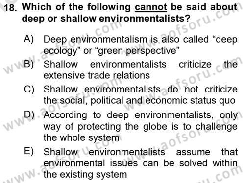 Theories Of International Relations 2 Dersi 2020 - 2021 Yılı Yaz Okulu Sınav Soruları 18. Soru