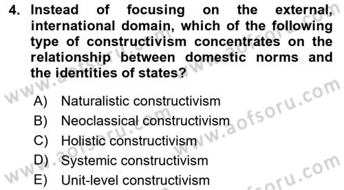 Theories Of International Relations 2 Dersi 2020 - 2021 Yılı Yaz Okulu Sınav Soruları 4. Soru