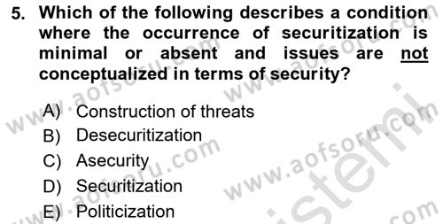 Theories Of International Relations 2 Dersi 2020 - 2021 Yılı Yaz Okulu Sınav Soruları 5. Soru