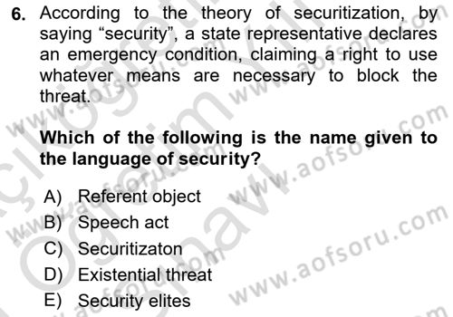 Theories Of International Relations 2 Dersi 2020 - 2021 Yılı Yaz Okulu Sınav Soruları 6. Soru