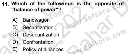 Theories Of International Relations 2 Dersi Ara Sınavı Deneme Sınav Soruları 11. Soru