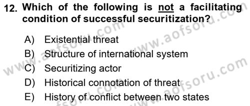 Theories Of International Relations 2 Dersi Ara Sınavı Deneme Sınav Soruları 12. Soru