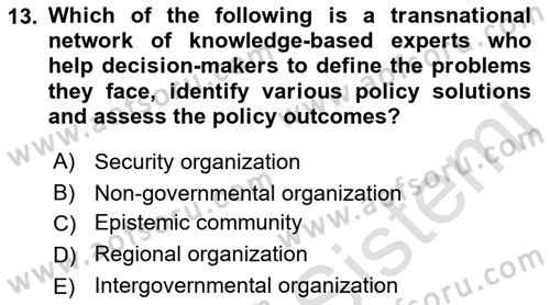 Theories Of International Relations 2 Dersi Ara Sınavı Deneme Sınav Soruları 13. Soru