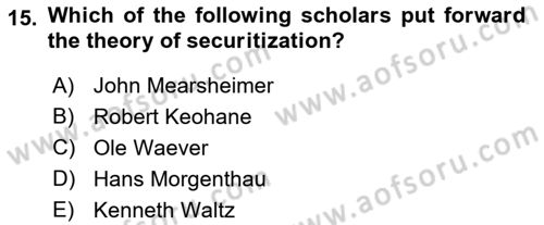 Theories Of International Relations 2 Dersi 2021 - 2022 Yılı (Vize) Ara Sınavı 15. Soru